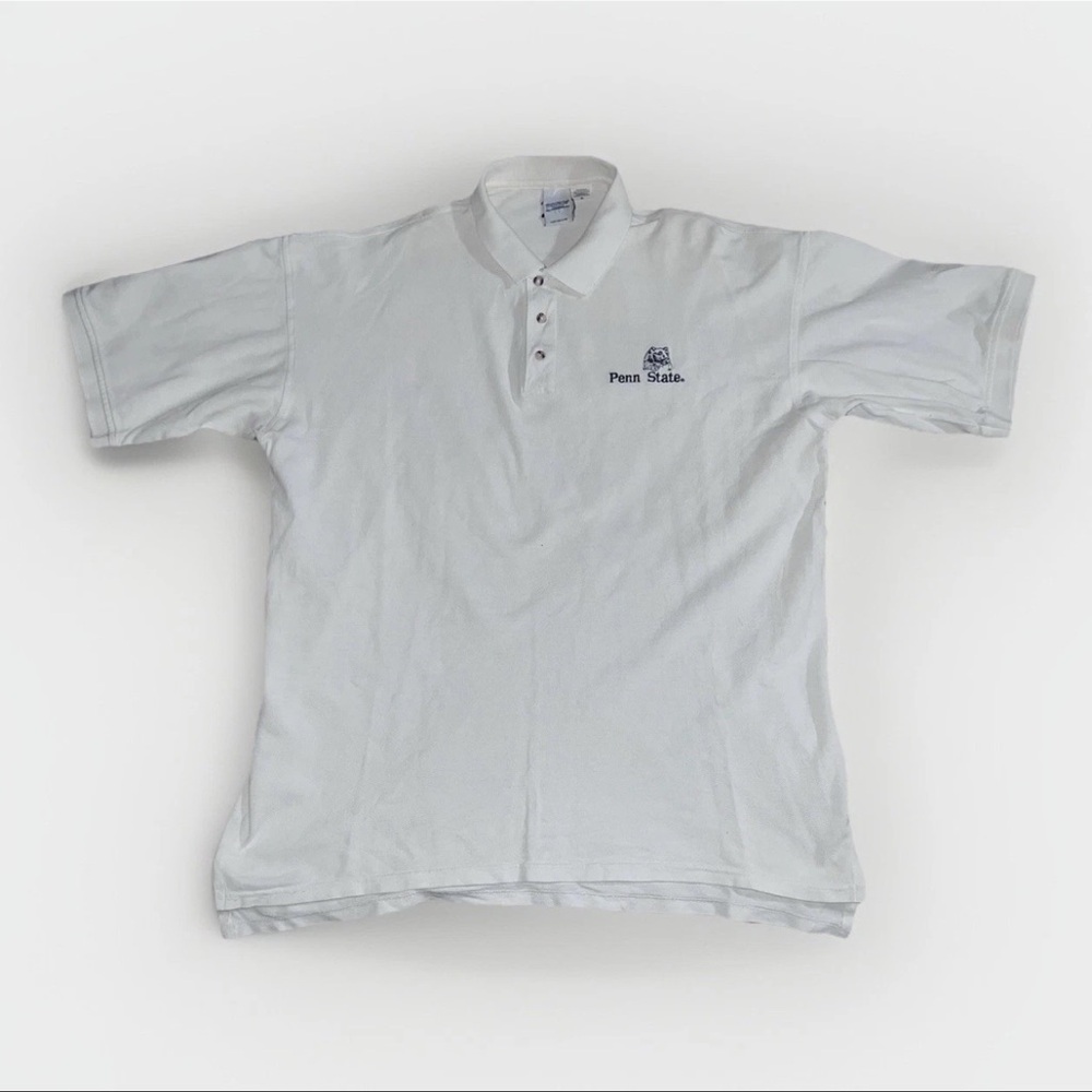Vintage 90s Penn State Men's White Polo Shirt Logo Mens XL Football